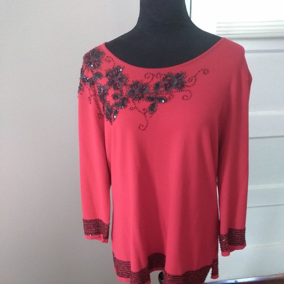 Jones New York Red & Black Sweater | Size 1X - Picture 2 of 6